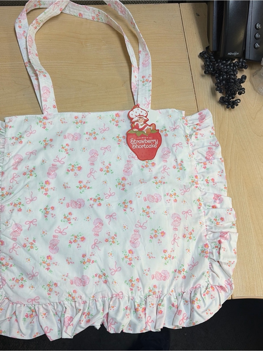 Strawberry Shortcake Pink Floral Ruffle Tote Bag